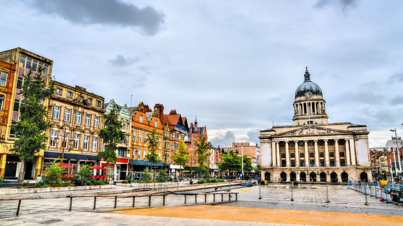 The Nottingham Council House and square