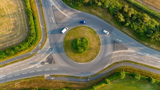 A bird's eye view of a roundabout