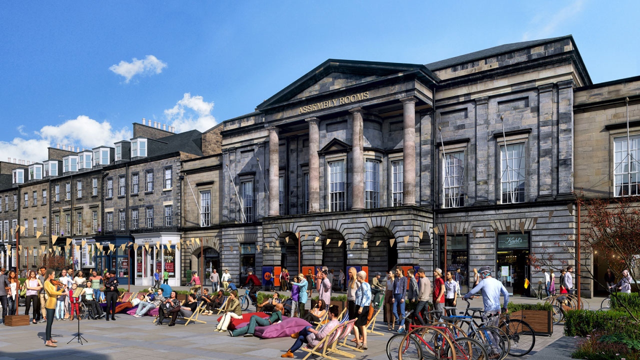 Rendering of the George Street and First project depicting a town square