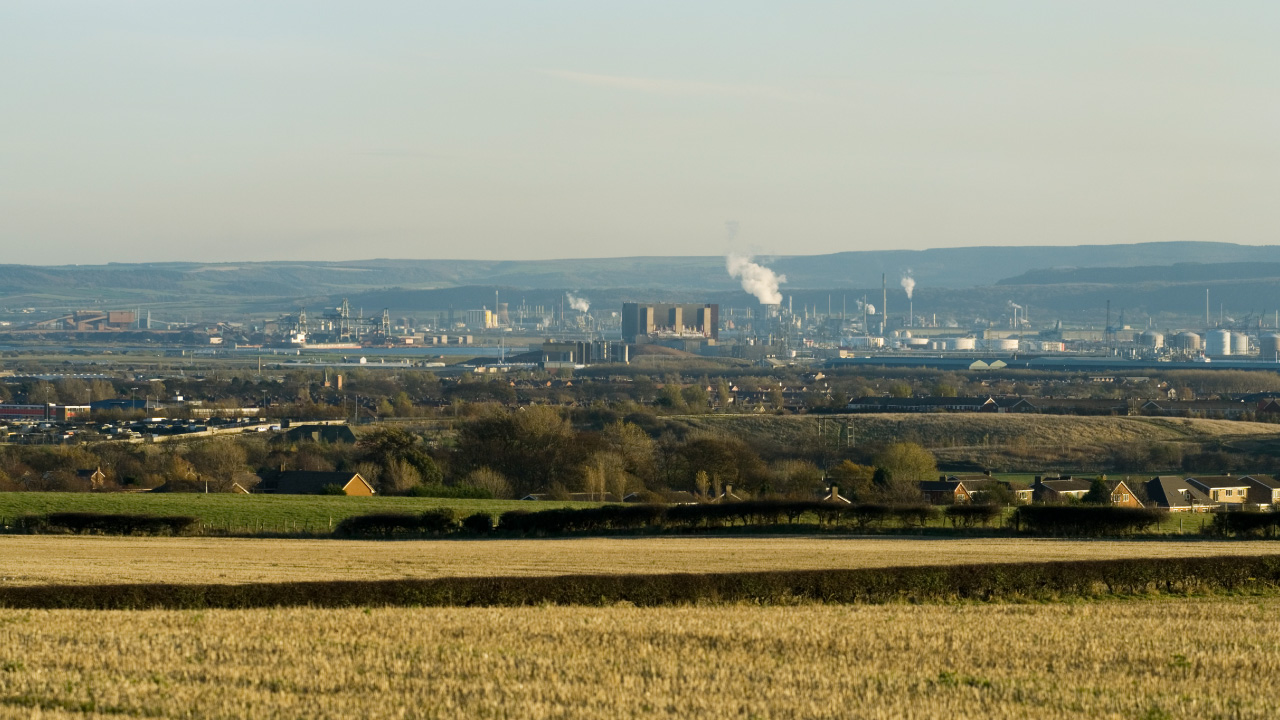 A panoramic view of Hartlepool Nuclear Power Station in Teesside, UK