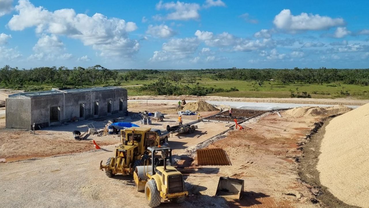 Construction work on a structure in Belize